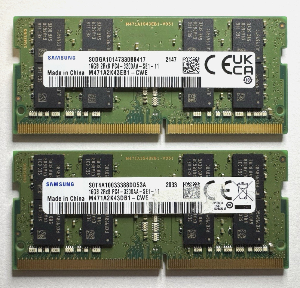 Samsung 32GB Kit (2x16GB) DDR4 3200MHz SODIMM Laptop Memory RAM