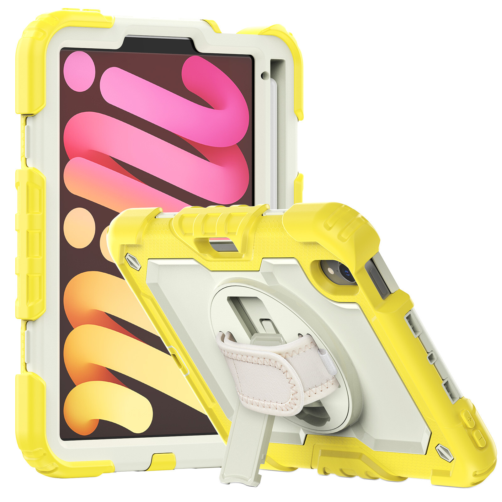 navor Rugged Cover for iPad Mini 6 (2021), Rotatable Kickstand Shoulder & Strap