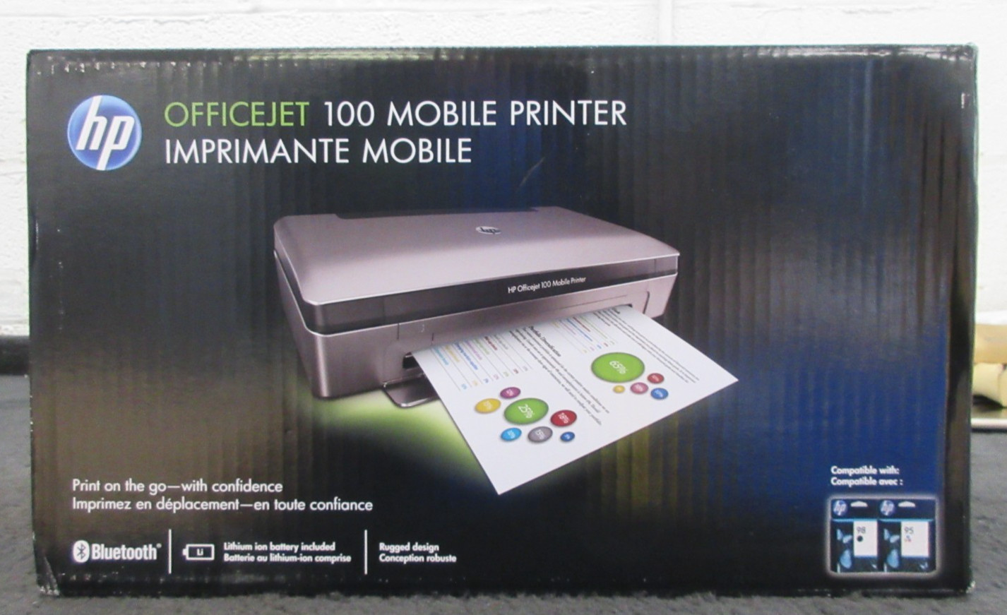 HP OfficeJet 100 Mobile Printer L411a W/ Battery-Power Cord-Ink