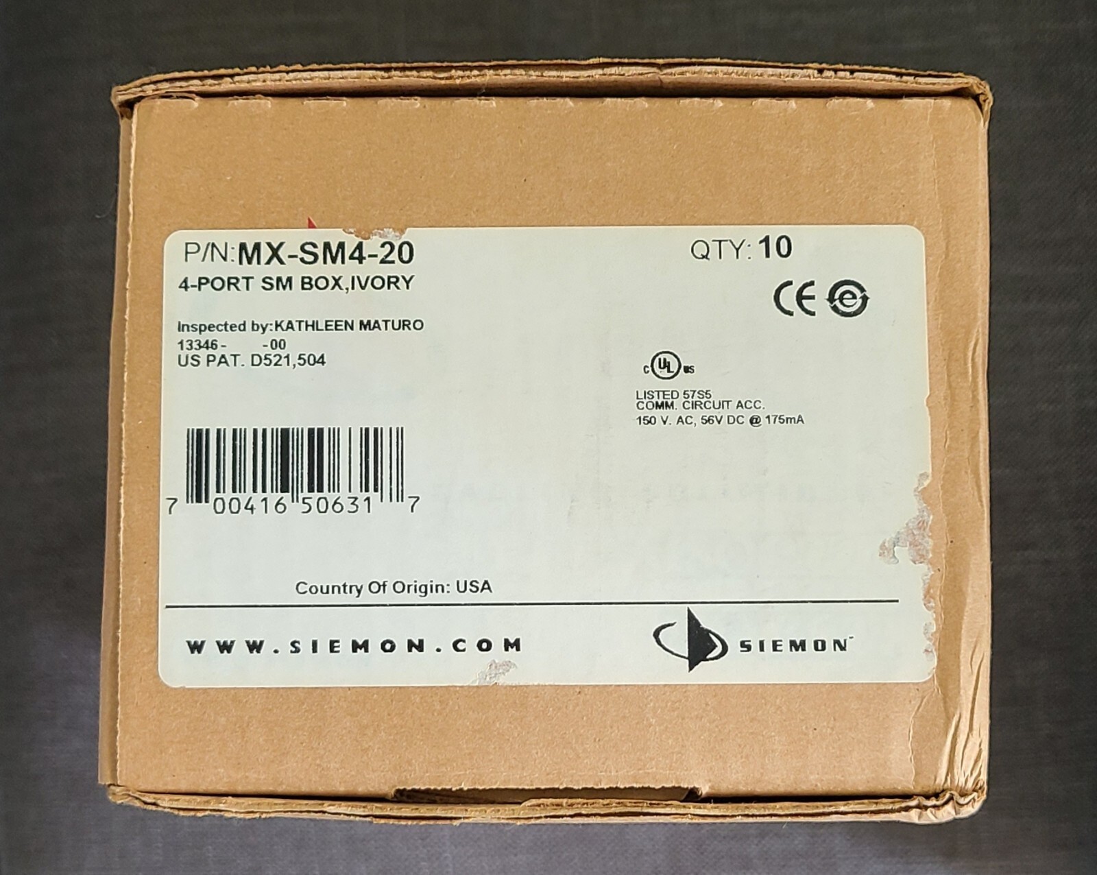 Siemon MX-SM4-20 Surface Mount Box, 4 Port, Ivory NEW BOX OF 10