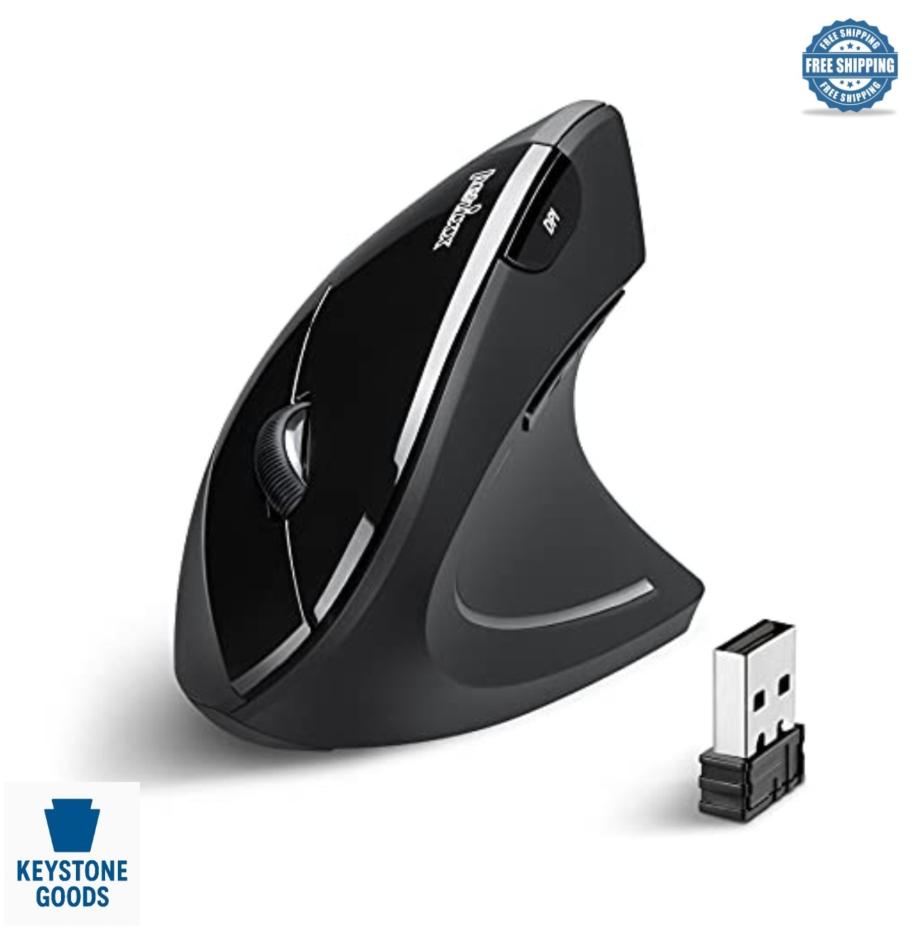 Ergonomic Vertical Wireless Mouse 1600 DPI Right Handed Quiet Click 6 Button