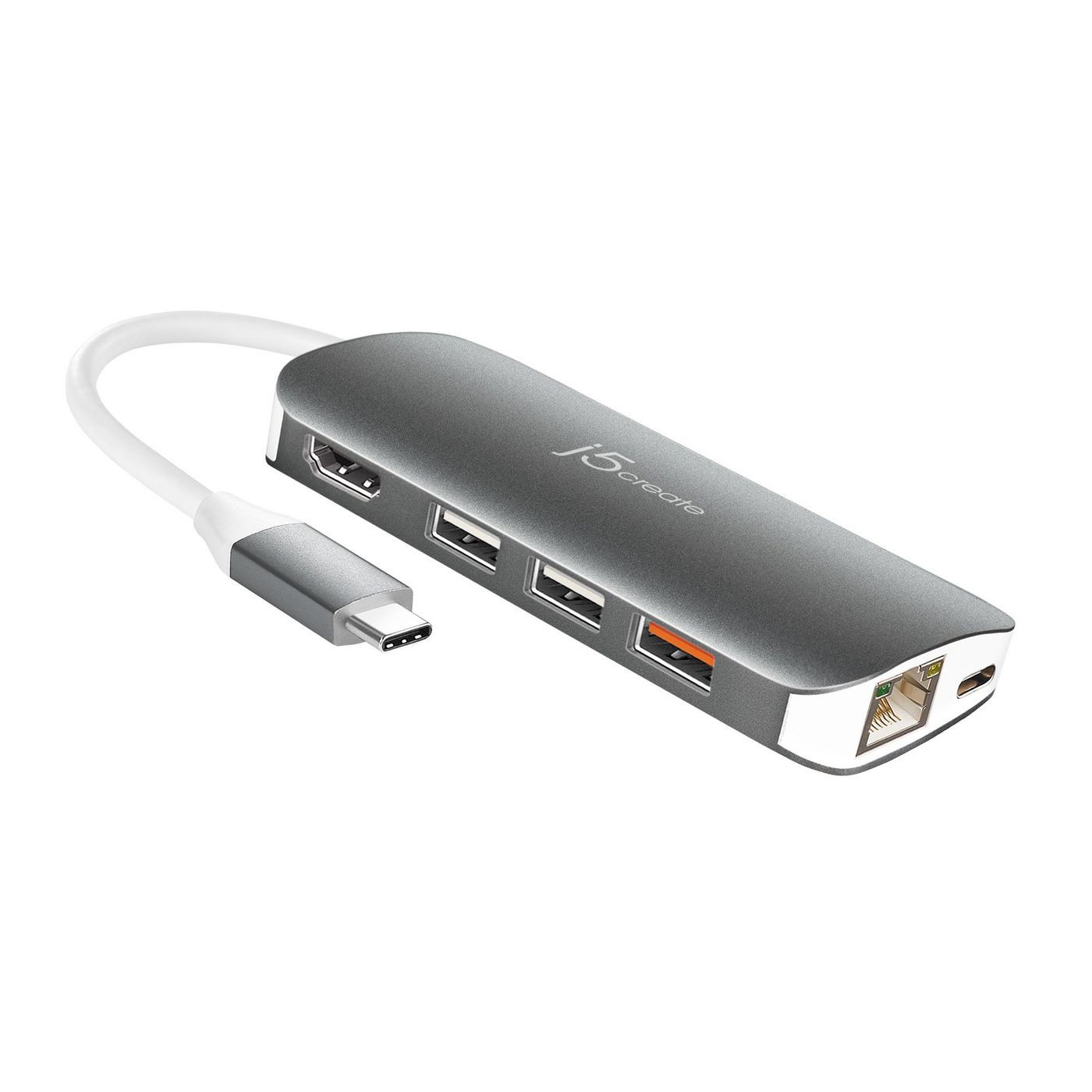 j5create JCD383 USB CT 9-in-1 Multi Adapter Silver And White ~E~