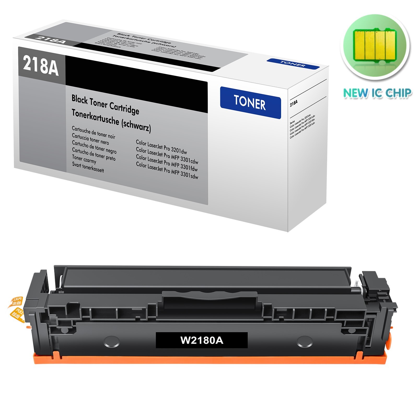1PK 218A W2180A Black Toner With Chip Fits HP LaserJet Pro MFP 3301cdw 3301fdw