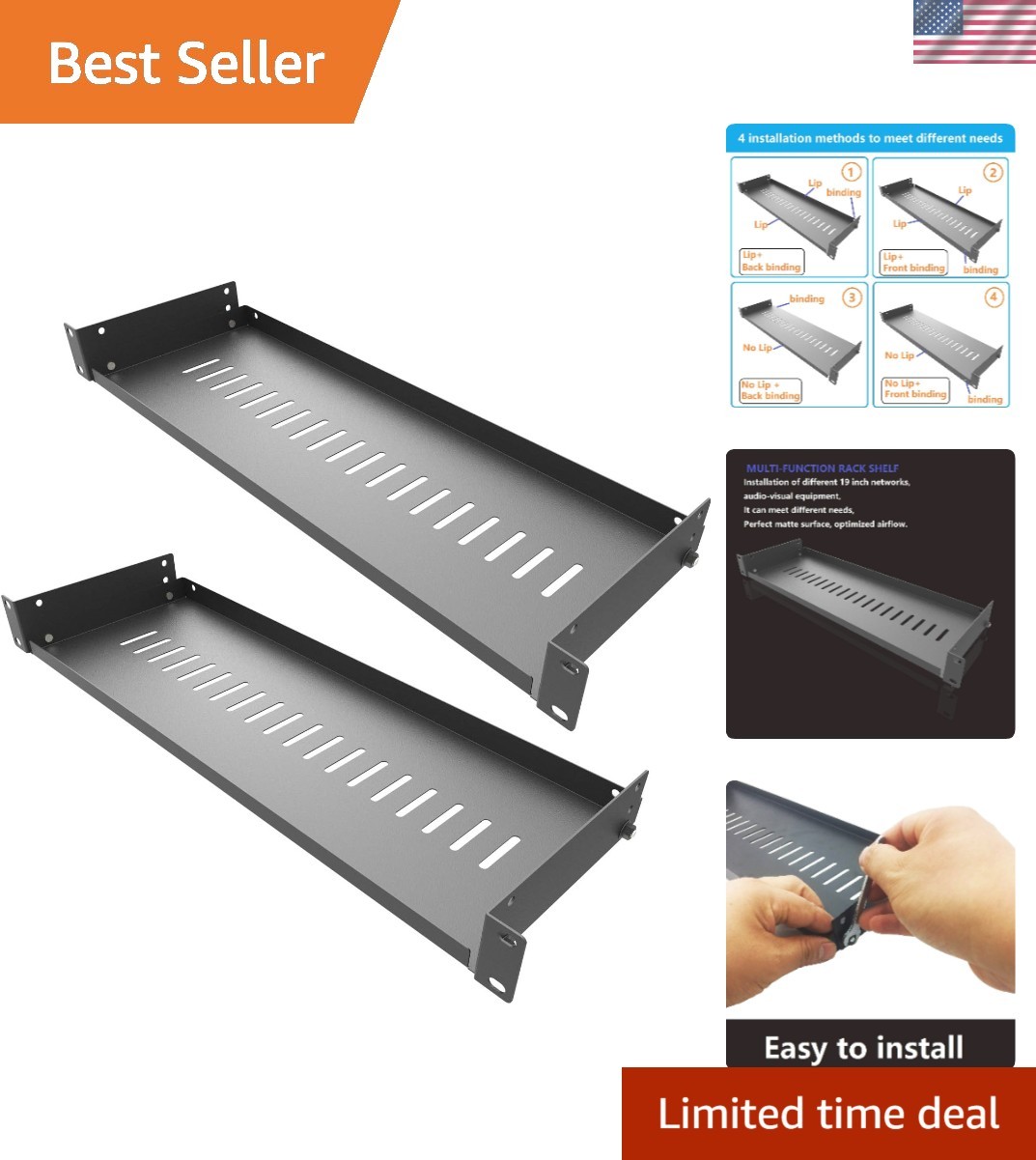 Heavy Duty 1U Vented Shelf, 6" Deep for Efficient Network Equipment Storage