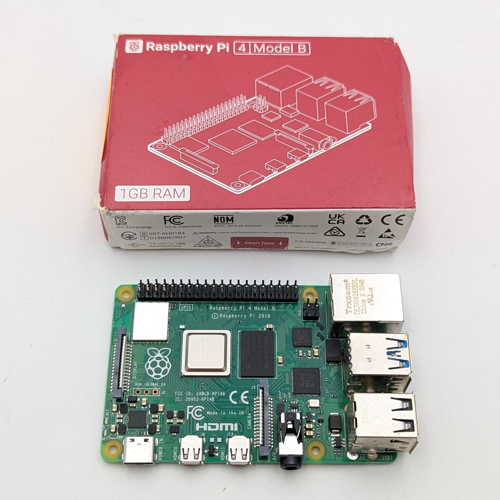Raspberry Pi 4 Model B BCM2711 Quad core Cortex-A72 64-bit SoC 1GB DDR4 RAM