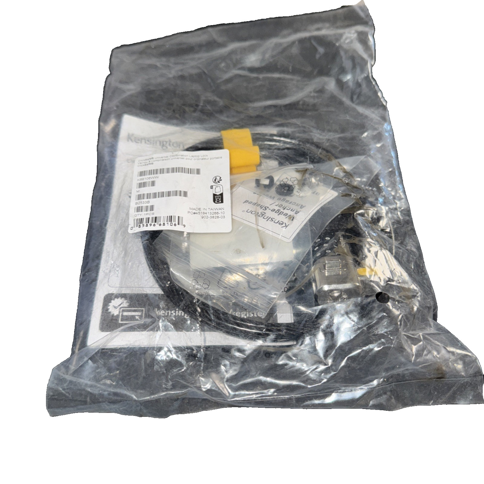 Kensington ClickSafe Universal Combination Laptop Lock, Master Coded