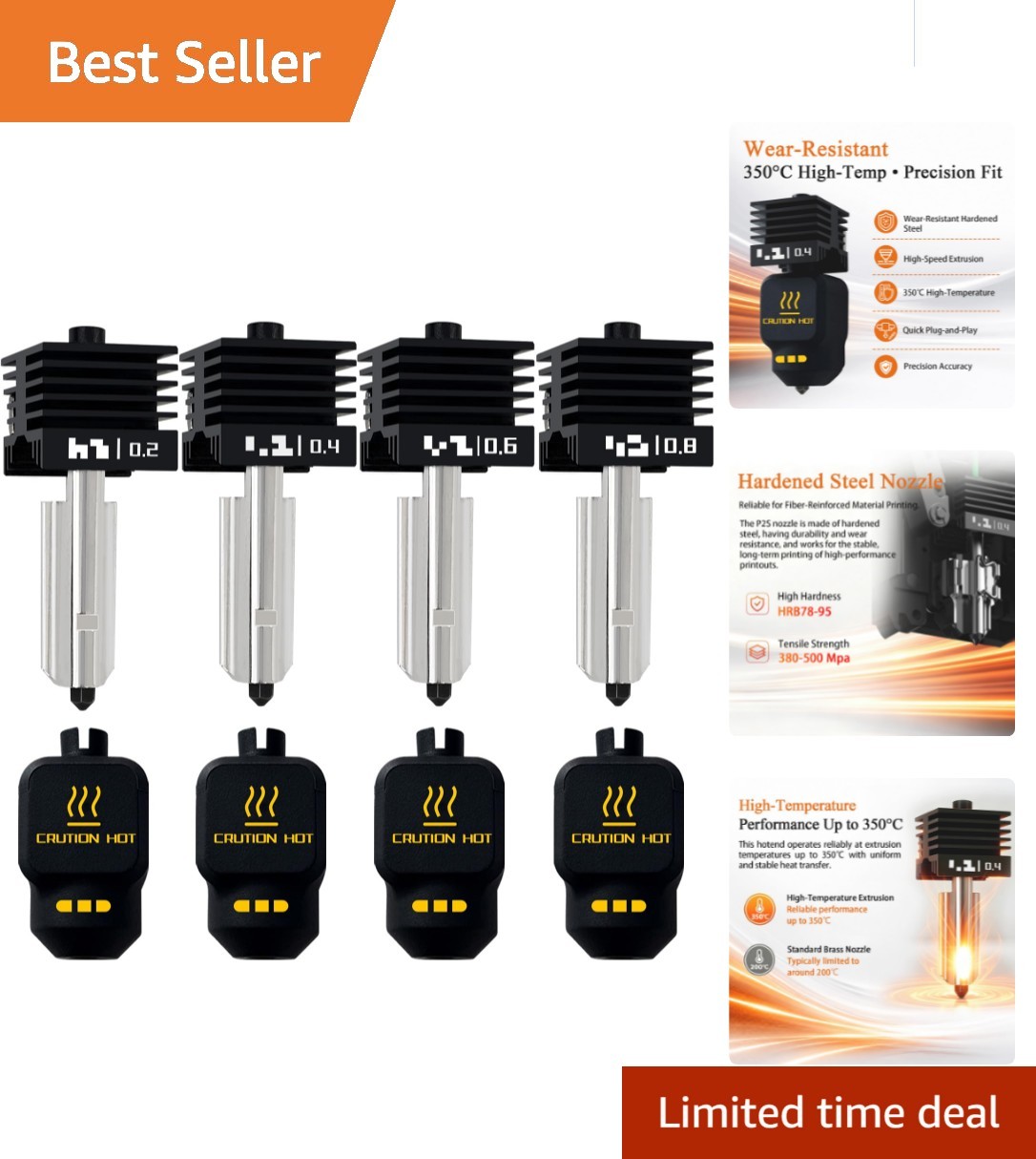 Leak-Free Hardened Steel Hotend Nozzles for Bambu Lab - Durable and Reliable
