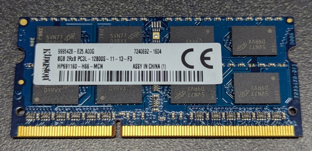 Kingston 8GB PC3L-12800S DDR3-1600 SODIMM 2Rx8 1.35V Laptop Memory