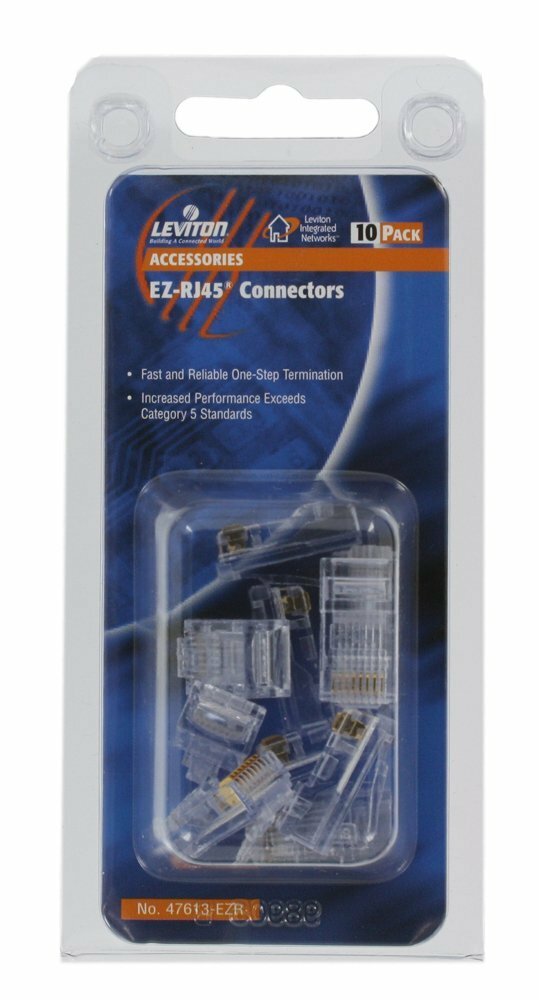 Leviton 47613-EZR EZ-RJ45 Cat 5e Plug, 10-Pack