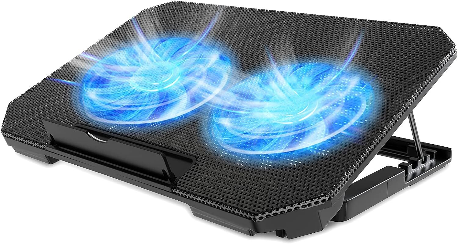 Laptop Cooling Pad with Adjustable Height Two 5.1 Inches Fan 2 USB black 