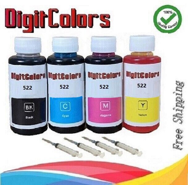 4  X 100ml refill Ink bottle fits for EcoTank 522 ET-2720 ET2760 ET-2850 ET-4800