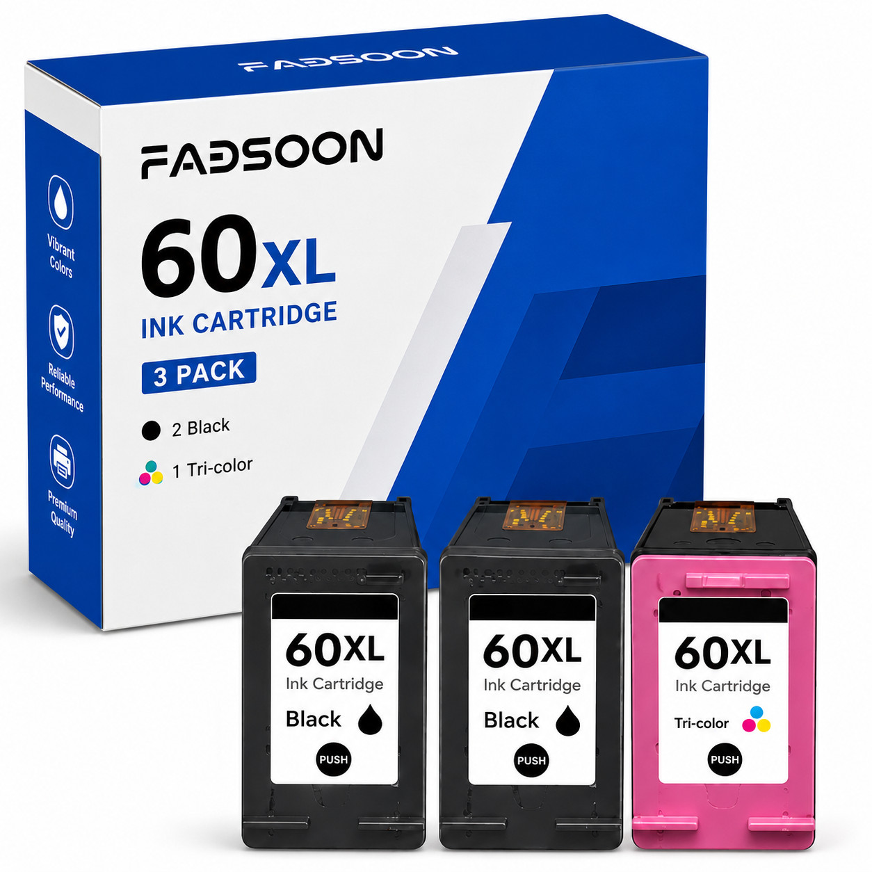 60XL 3PK Ink Cartridge Set for Envy 100 110 DeskJet D1660 Photosmart C4780 F4280