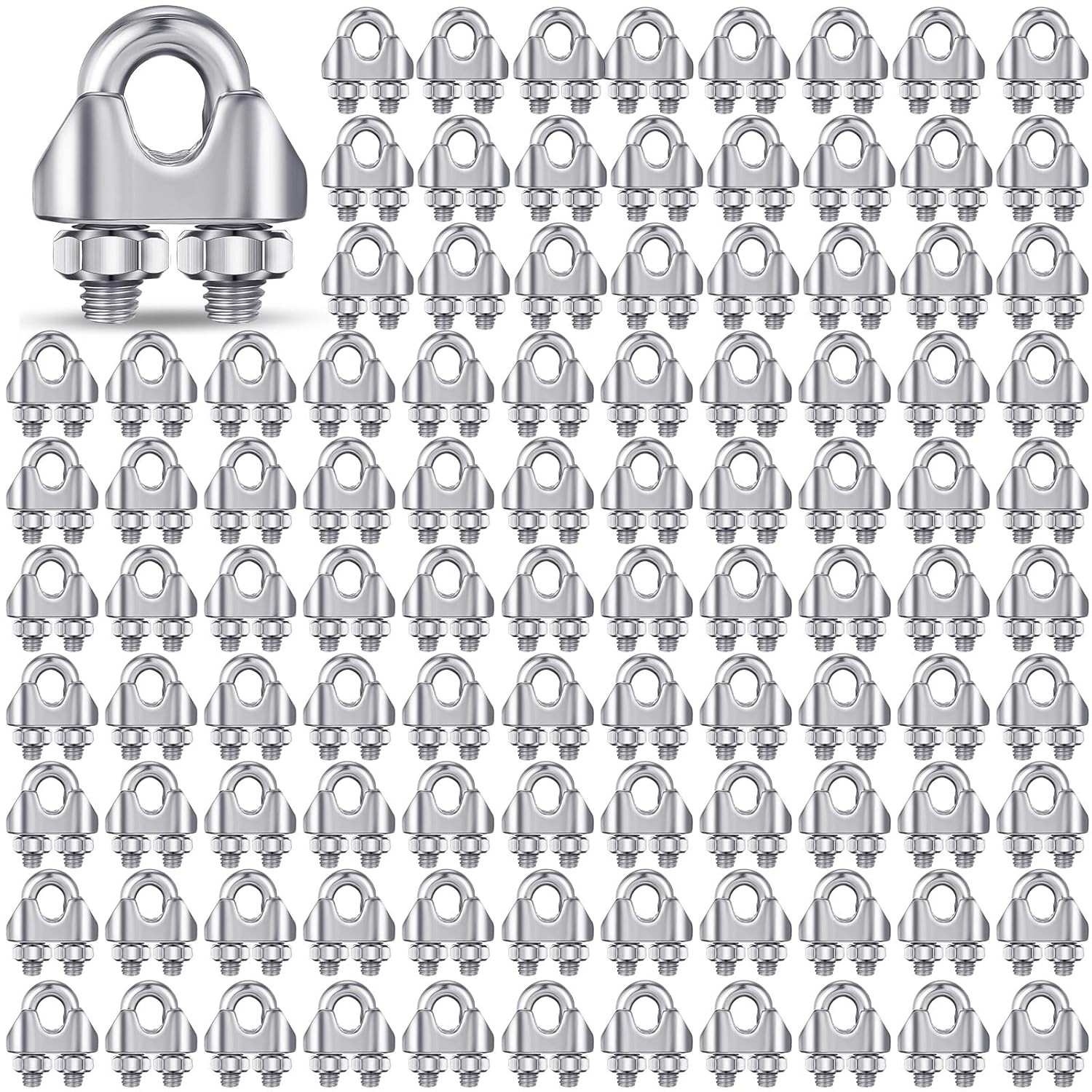 100 Pcs 1/8 Inch M3 304 Stainless Steel Cable Wire Rope Clamps