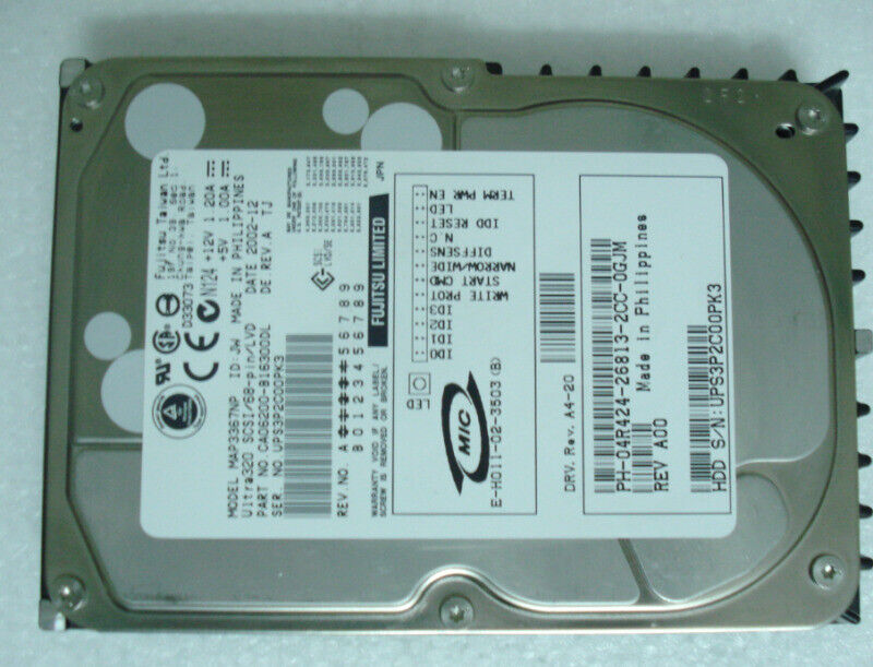 Fujitsu MAP3367NP 36GB 10K RPM 8MB 3.5″ SCSI Ultra320 68-Pin Hard Drive HDD
