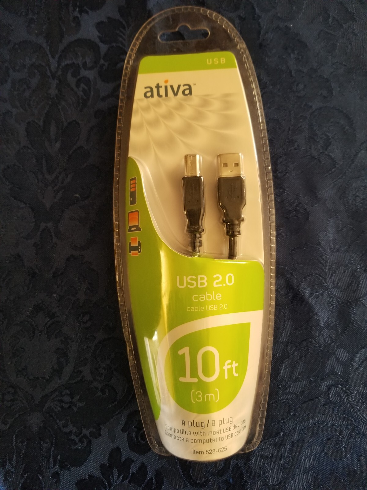 Ativa USB 2.0 Cable 10 Ft (3m) New Sealed  Item 828-625 A Plug / B Plug