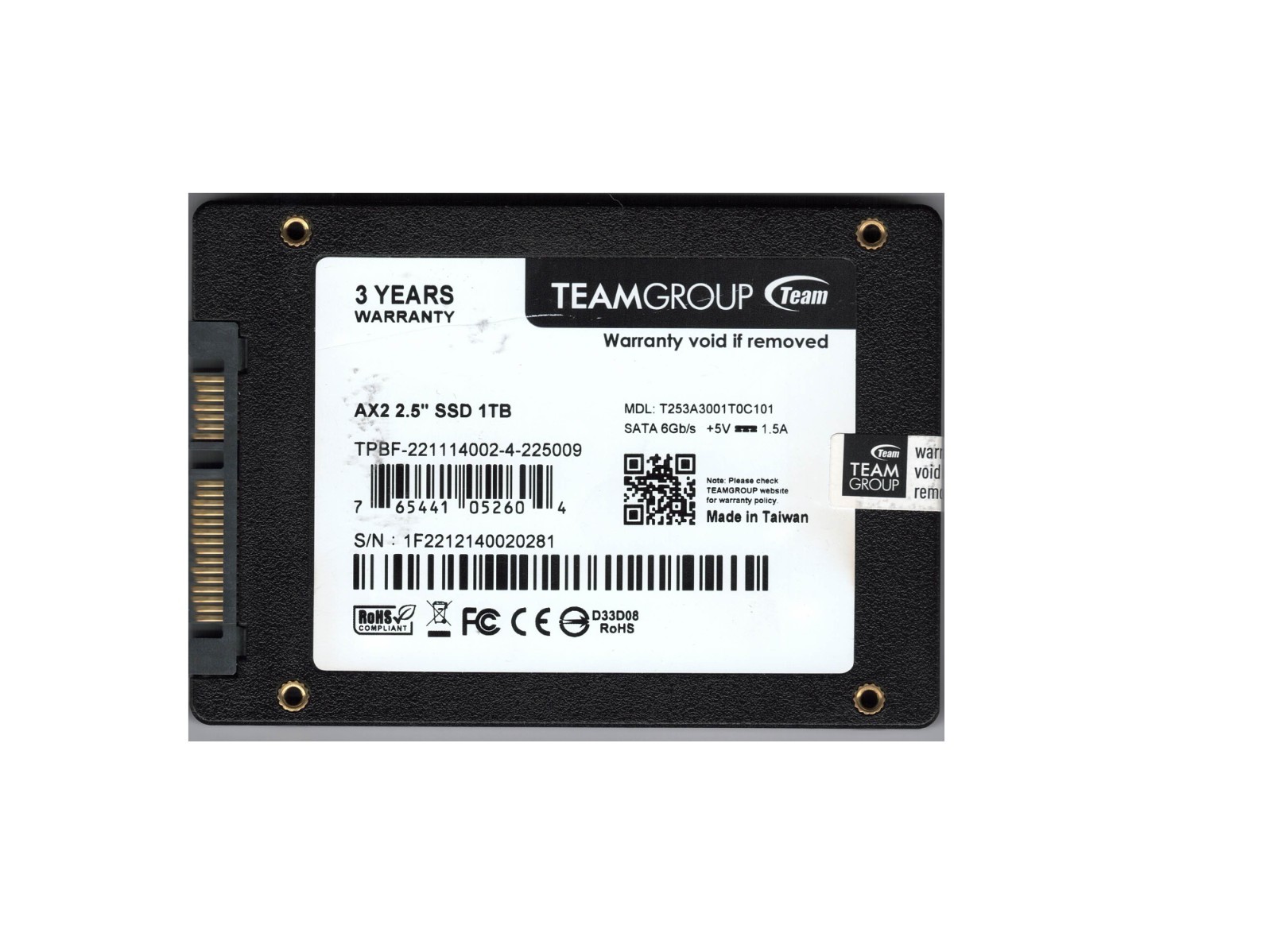 Teamgroup AX2 Advanced 2.5" 1TB SATA III 6Gb/s SSD Drive