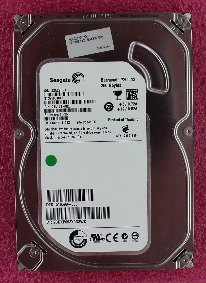 504337-001 - HP 250GB 7200rpm 3.5 inch SATA Hard Drive