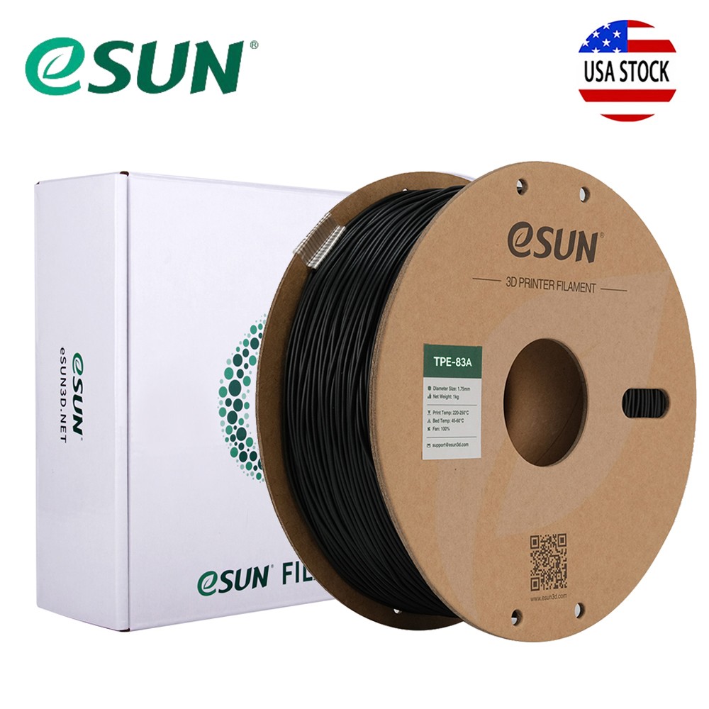 eSUN 3D Printer Filament TPE-83A 1.75mm High Elasticity Flexible Filament 1KG US