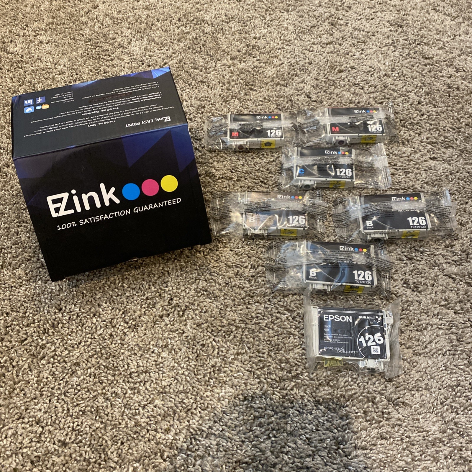 6 Ezink 126 Ink Cartridges  1 Epson Cartridge New 