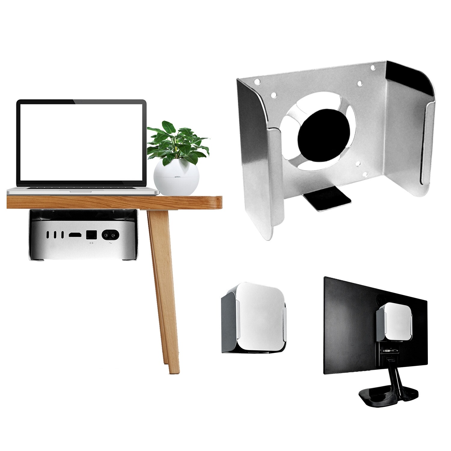 For MAC mini M4 host metal bracket wall-mounted, under the table, monito