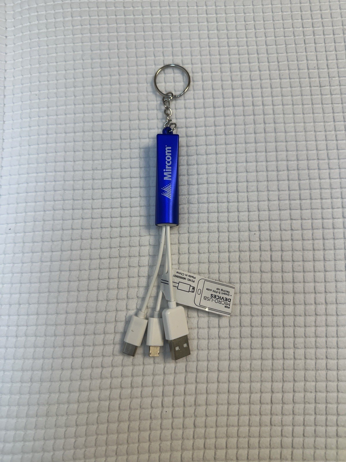 Mircom 3-in-1 USB Type-C Micro USB USB 2.0 Keychain Adapter Blue