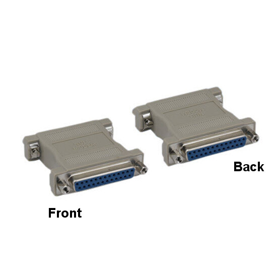 10PCS DB25 Female/Female Null Modem Adapter 25Pin Crossover Shield Molded RS232