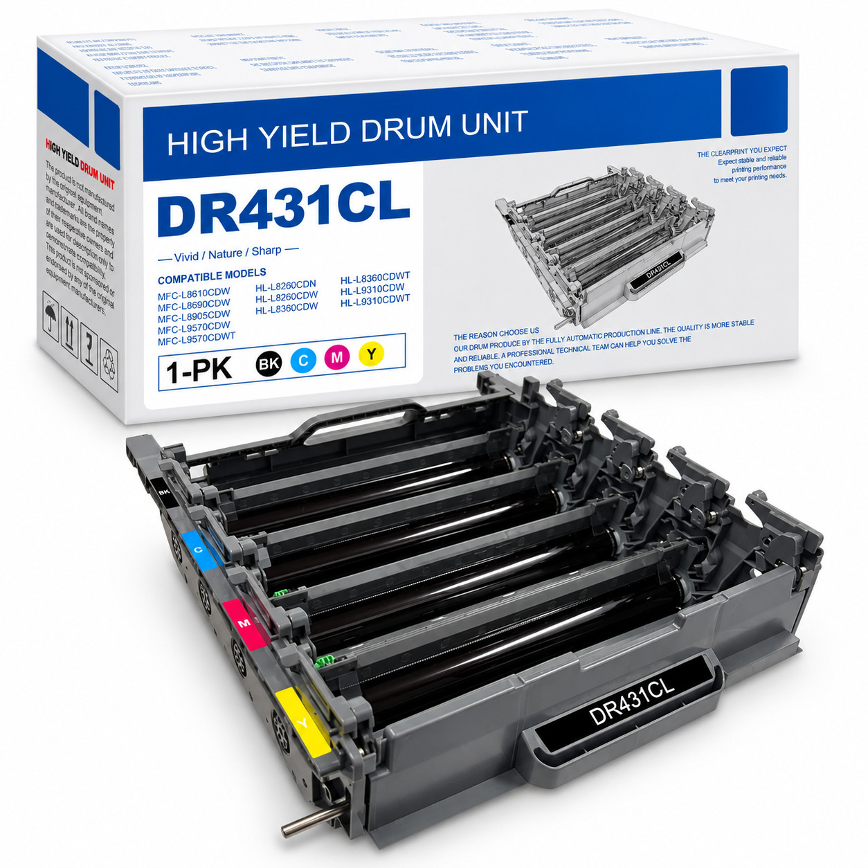 DR431CL Drum Unit 1PK BK/C/M/Y High Quality for HL-L8260CDN MFC-L9570CDW 1-Pack