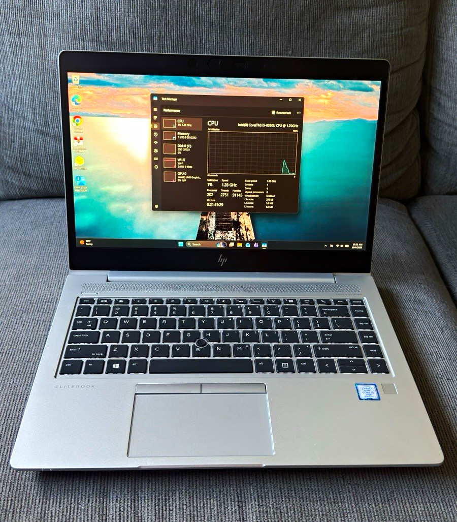 HP EliteBook 840 G5 14" i5-8350U 16GB 256GB SSD Win 11 Silver FHD