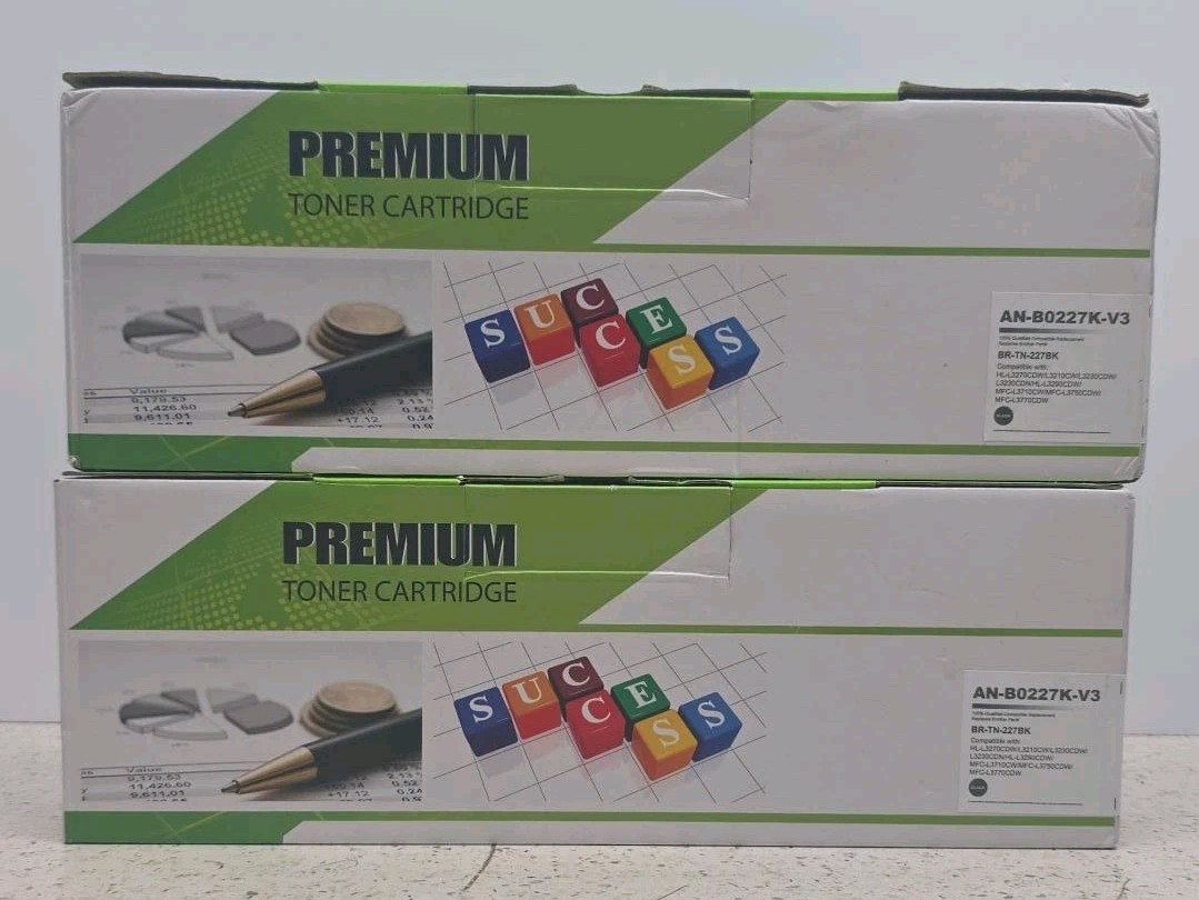  TN-227BK Black High Yield Toner AN-B0227K-V3 Brother HL-L3270 MFC-L3770 2 PACK