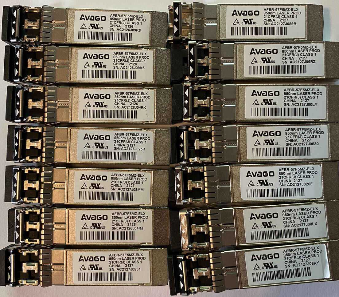Avago AFBR-57F5MZ-ELX 16GB SFP+ FC SW Optical Transceiver QTY: 14