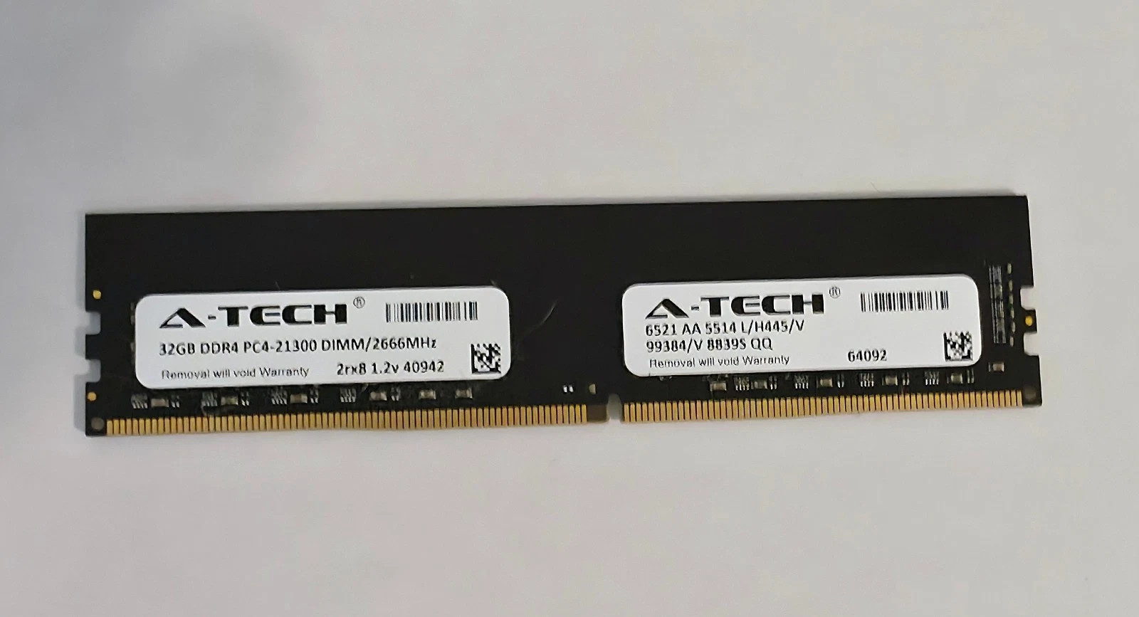 A-Tech 64GB (2x32GB) DDR4-2666 PC4-21300 Desktop RAM Non-ECC UDIMM