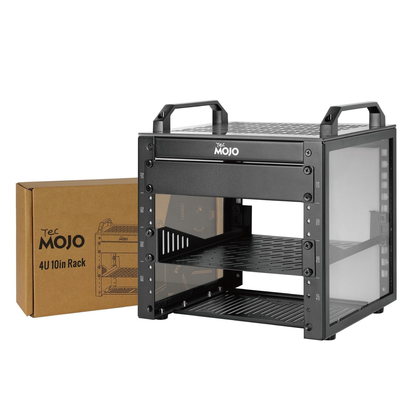 4U Network Rack, 10 inch Mini Server Rack with 2 Side Translucent Panels & 2 ...