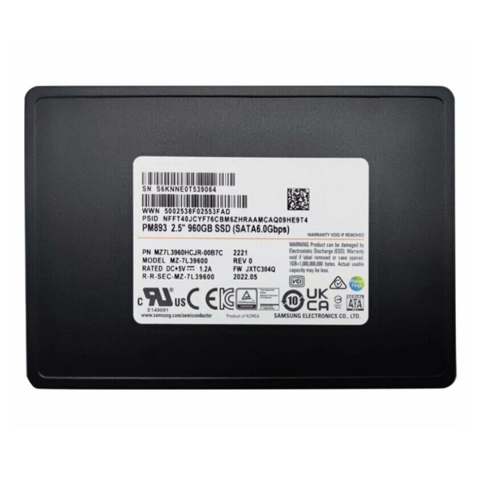 Samsung PM893 960GB SSD 2.5" SATA 6Gb/s MZ-7L39600 MZ7L3960HCJR-00A07-