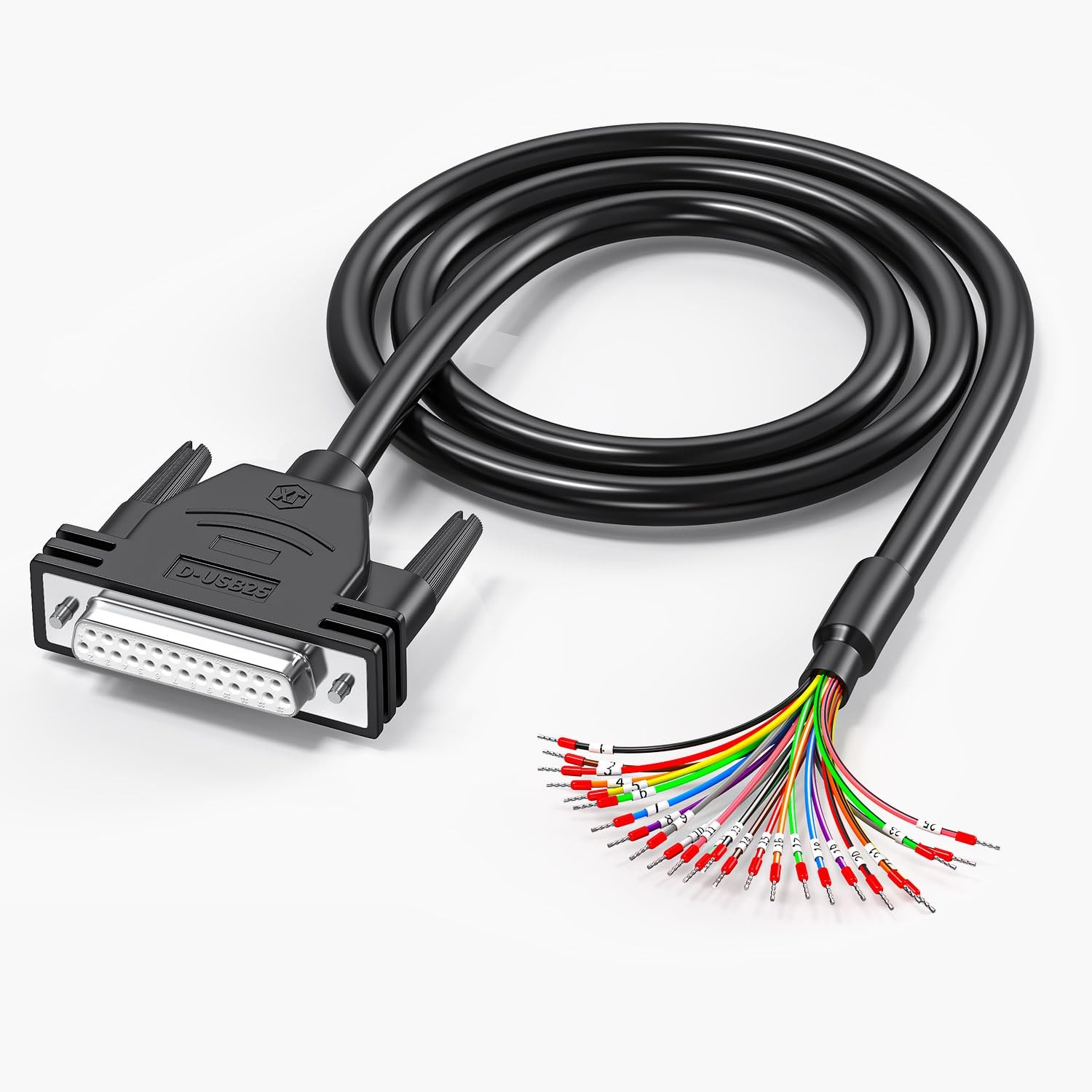 DB25 Female to Bare Wire with Cable Marker 3.3ft,D-SUB 25-Pin Connector RS232...