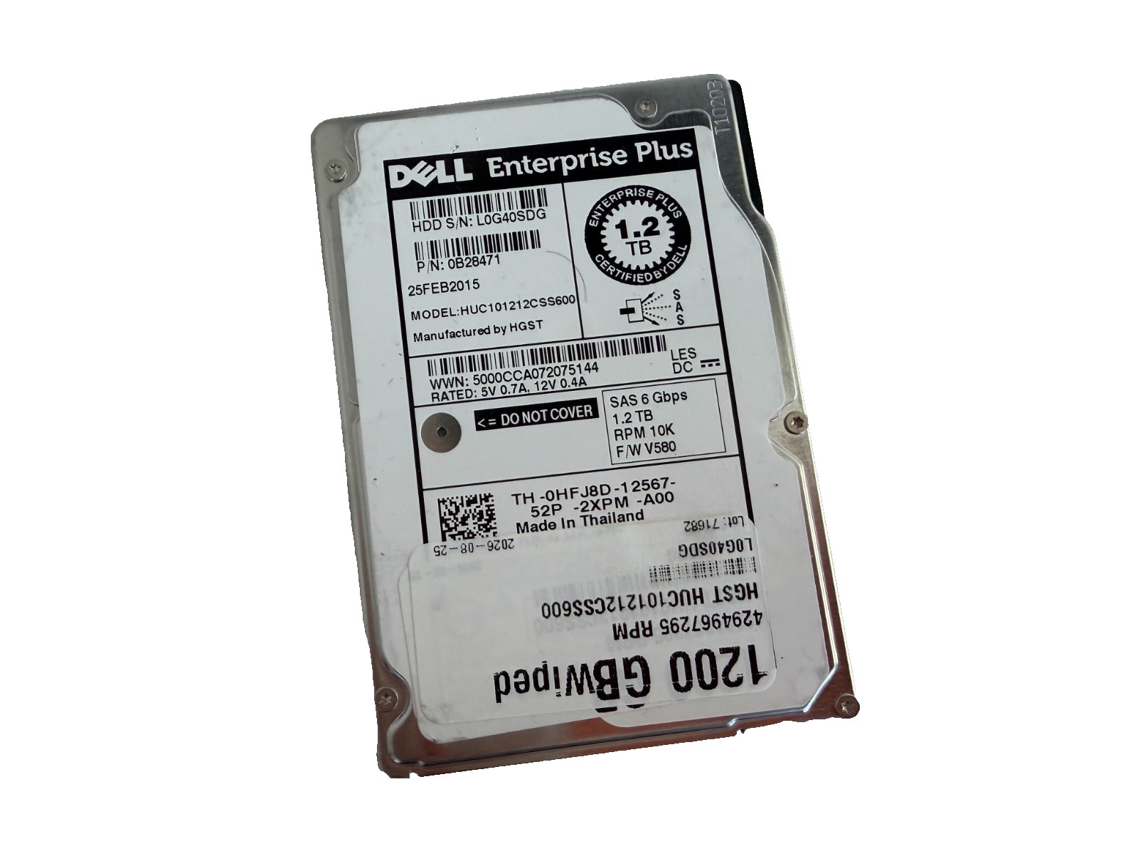 HUC101212CSS600 Dell 1.2TB 10000RPM 6Gbps 2.5" SAS Server Hard Drive