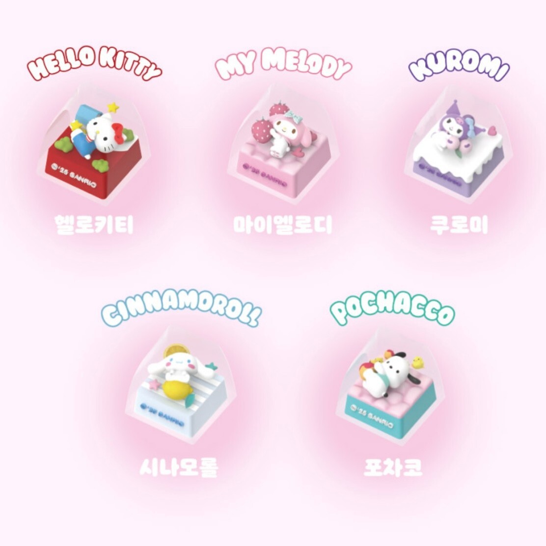 Sanrio Keycap Resin Kitty MyMelody Kuromi cinnamoroll pochacco Official Licensed