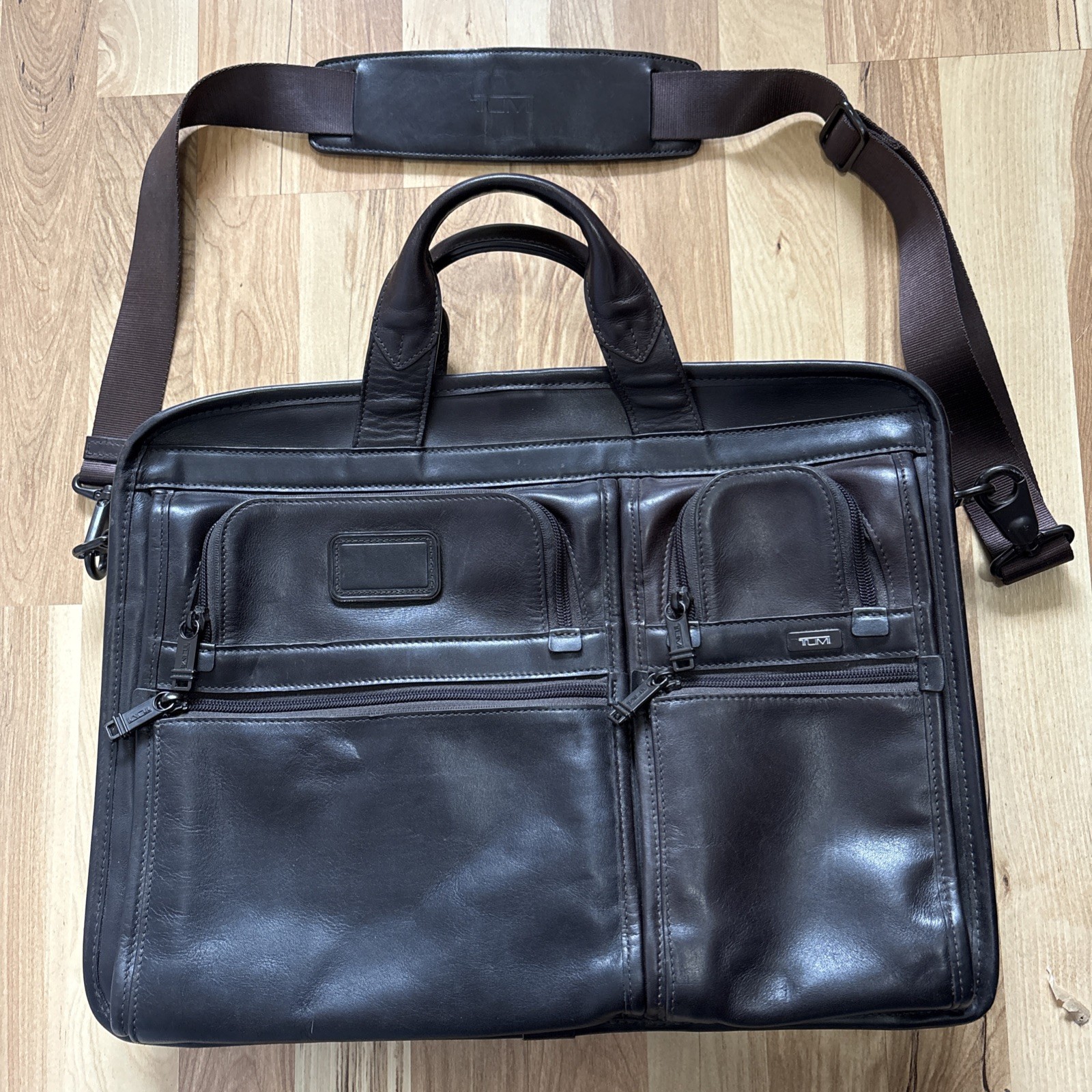 Tumi 96514BH T-Pass Brown Leather Laptop Briefcase Vintage w/ Dustbag