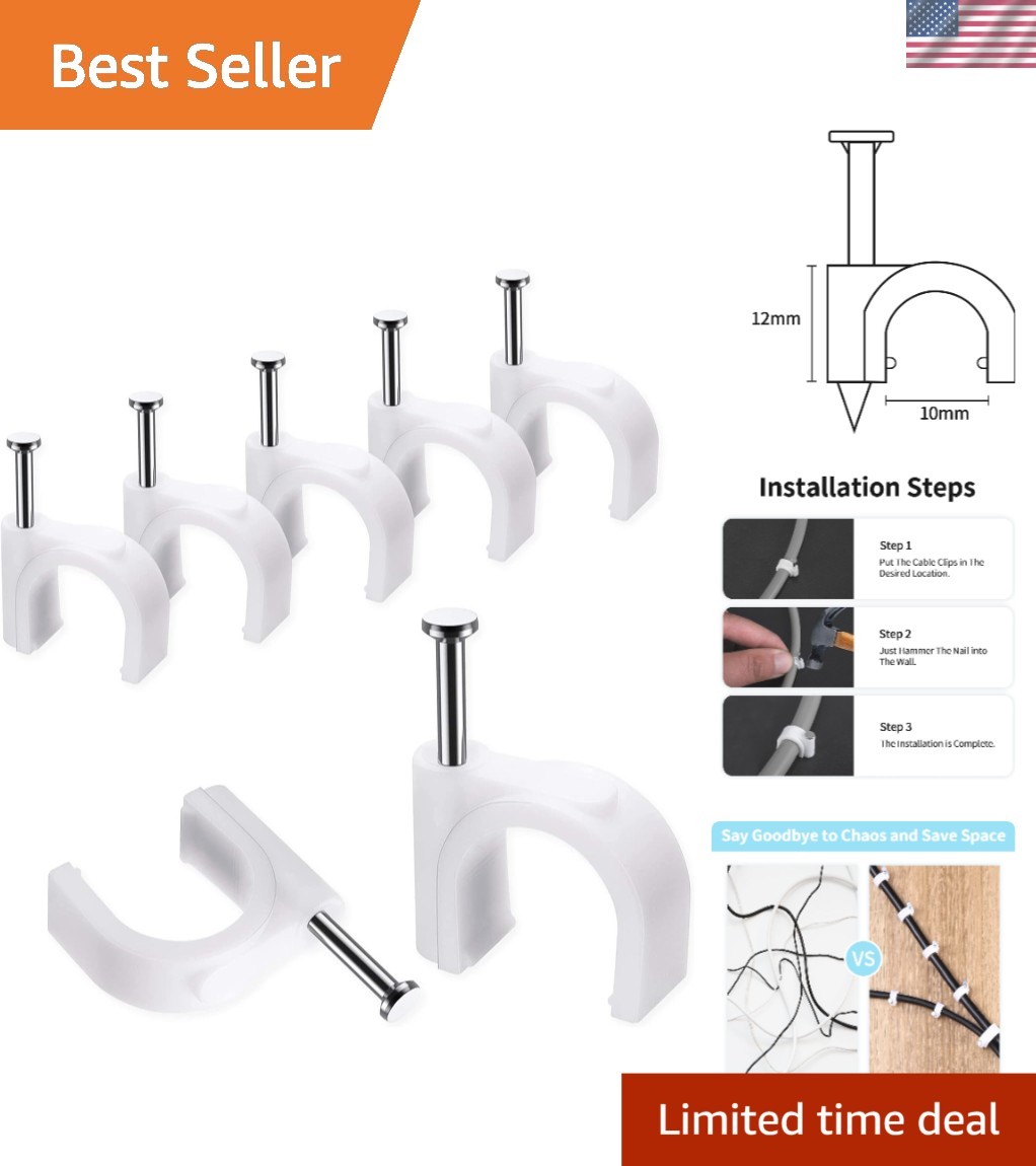 Versatile 100 Pcs White Wire Clips - Simple Installation for All Cable Types