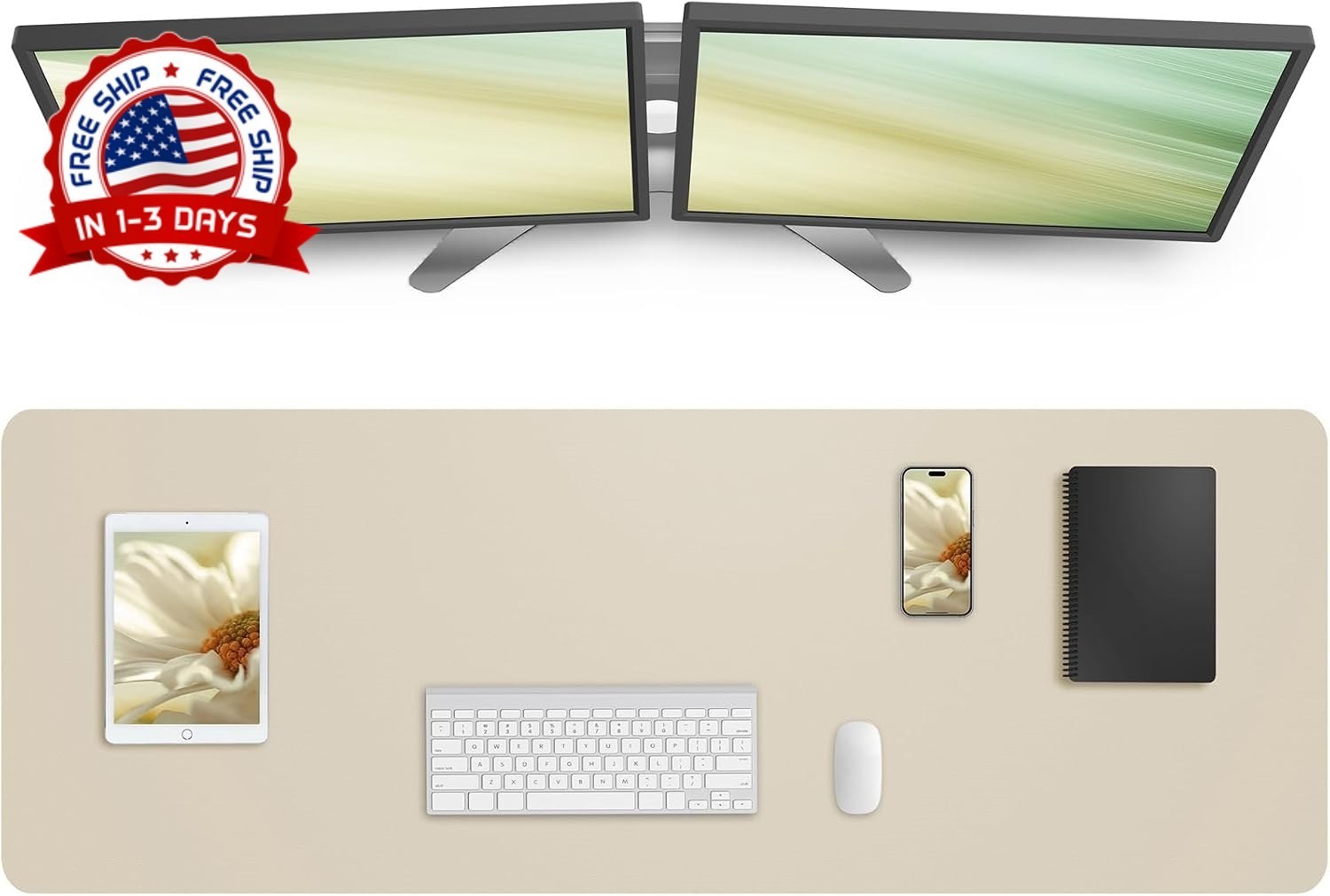 Protector escritorio cuero pu antideslizante impermeable oficina Beige