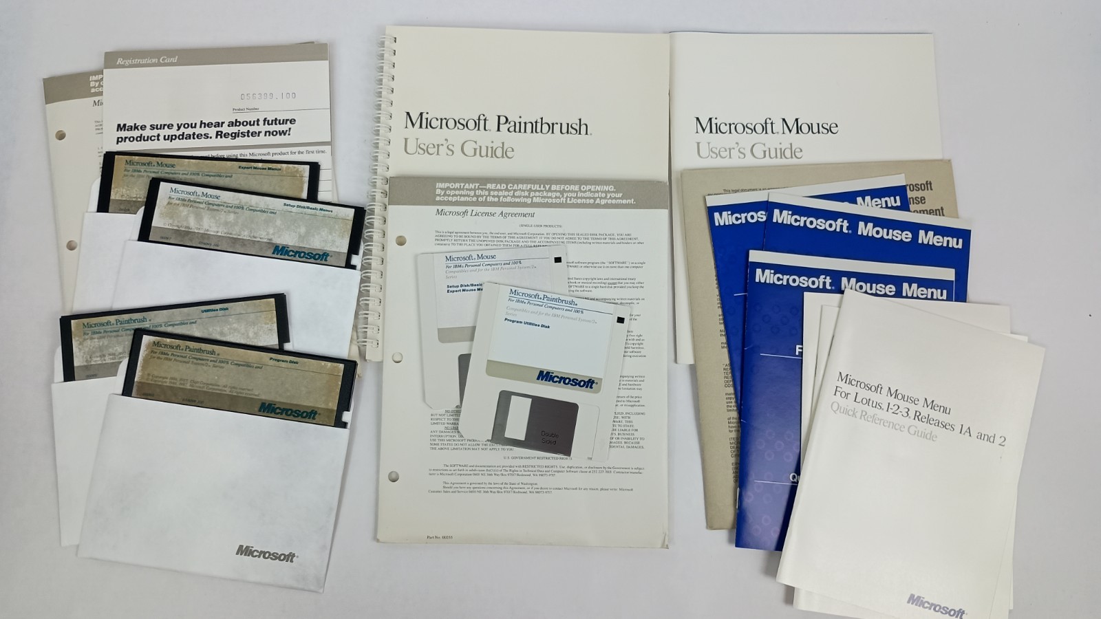 Vintage 1987 Microsoft Mouse w/ Paintbrush Software & Manuals 5.25 " 3.5" Disks