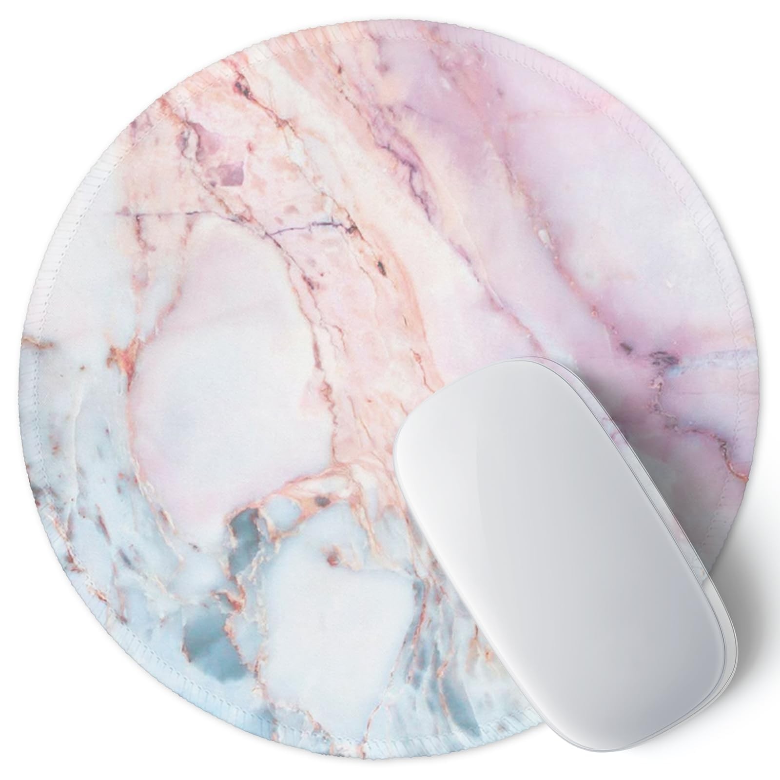 Marble Round Mouse Pad Pink Marble Customized Premium-Textured Washable Deskt...