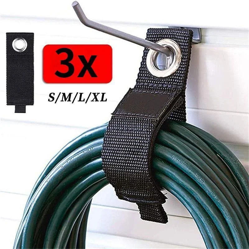 3Pcs Heavy-Duty Storage Straps Reusable Extension Cord Organizer Cable Ties Hose