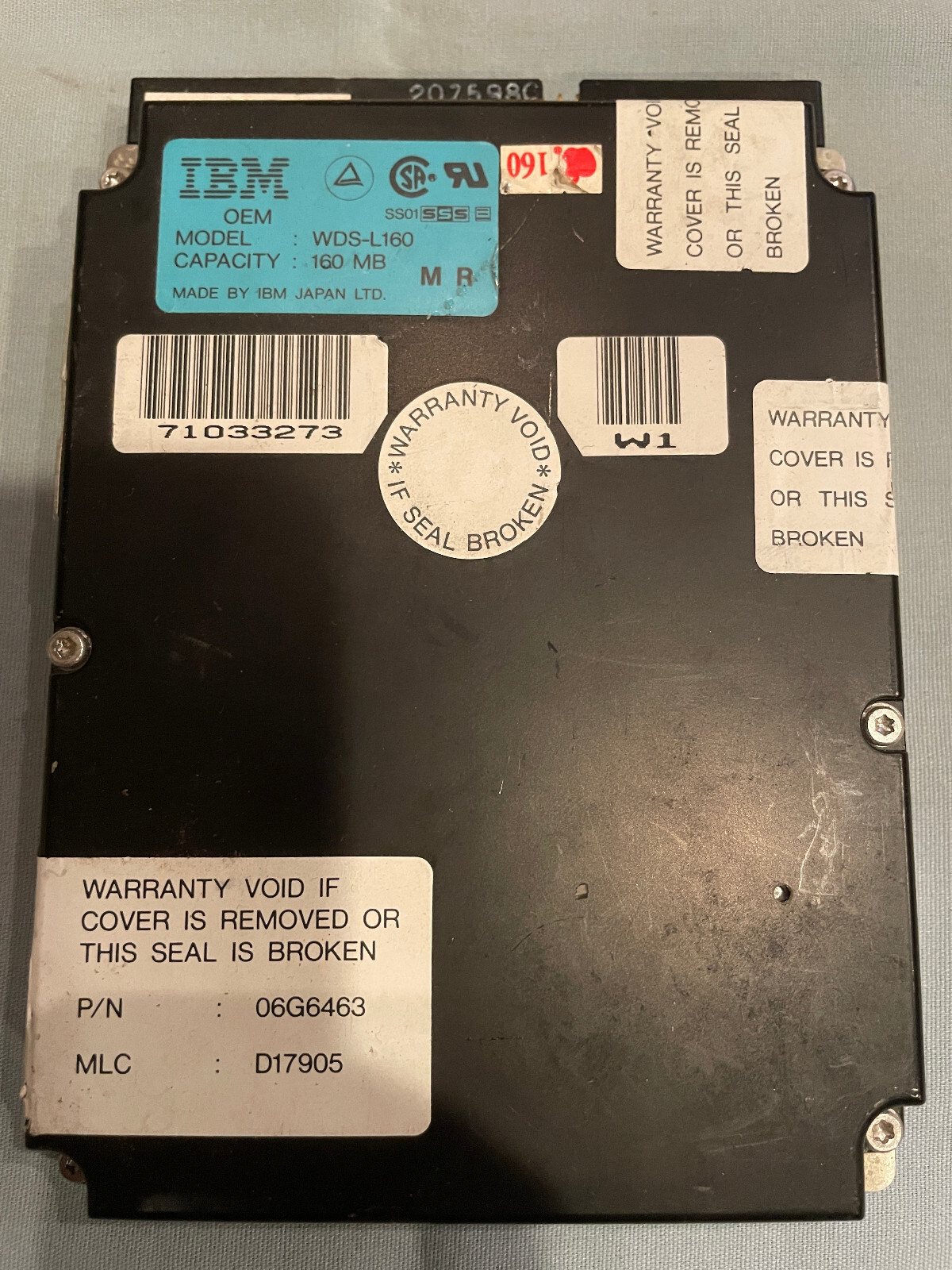 Vintage 1992 IBM WDS-L160 Apple 3.5" Internal 160MB SCSI 50-Pin Hard Drive HDD