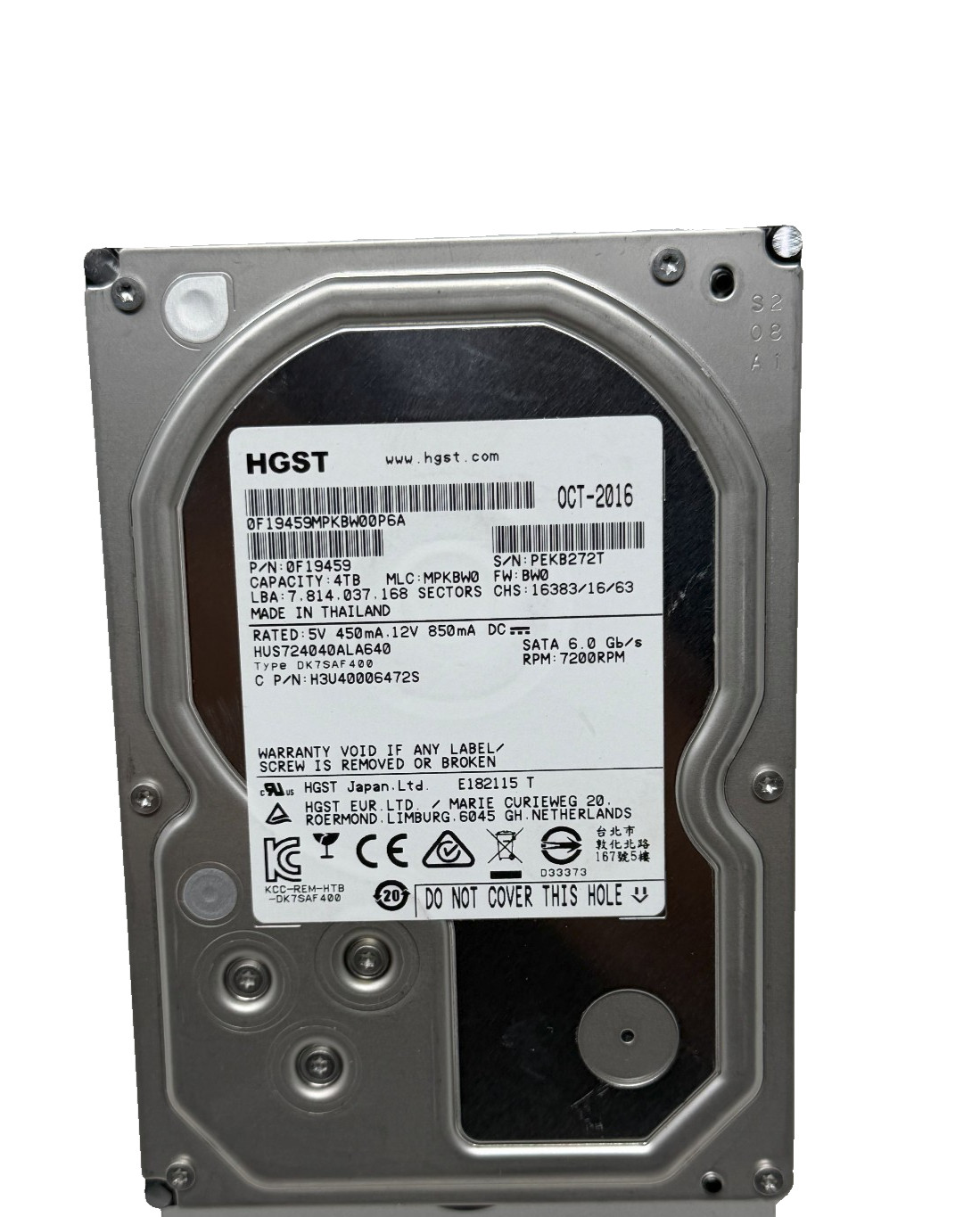 HGST HUS724040ALA640 4TB 7200 RPM SATA 3.5" Internal Desktop Drive 100% Health