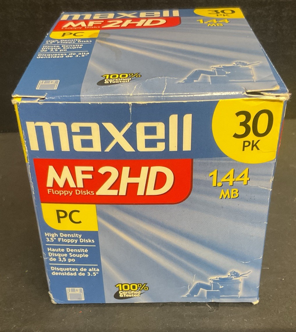 MAXELL 2HD PC FLOPPY DISKS 1.44 MB 3.5" MF2HD DOUBLE SIDED - open box 25 disks