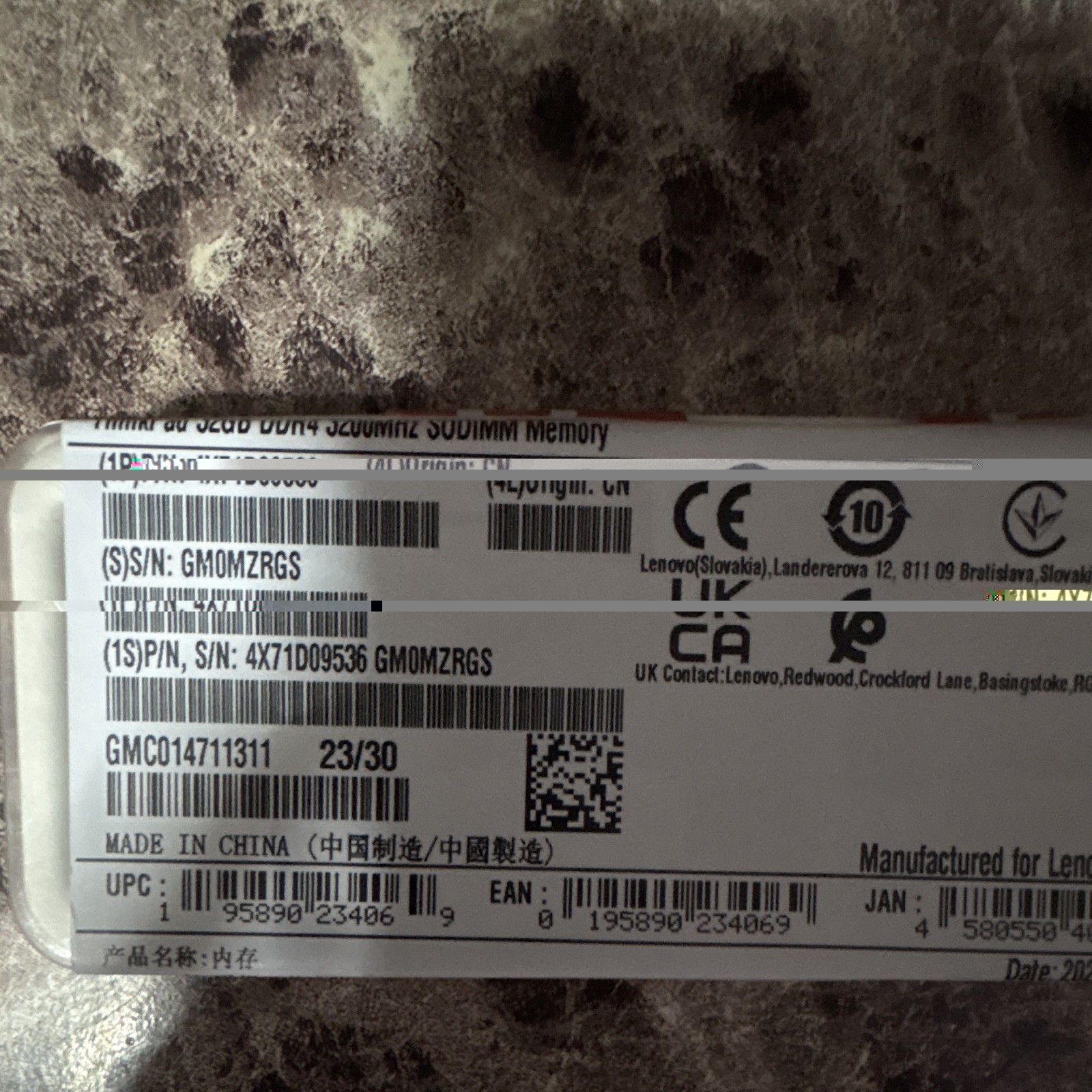 Lenovo 32GB DDR4 3200MHz SO-DIMM Laptop RAM 4X71D09536 PC4-25600 NEW SEALED