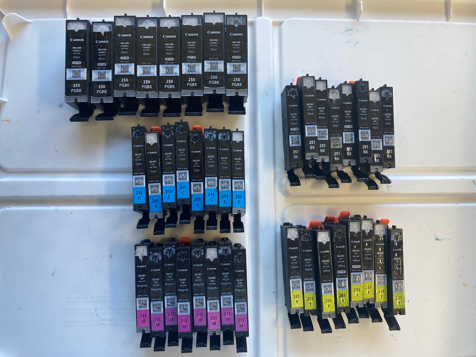 Lot of 40 Empty Genuine OEM Canon Ink Cartridges 250 / 251 (8 Sets Of 5)