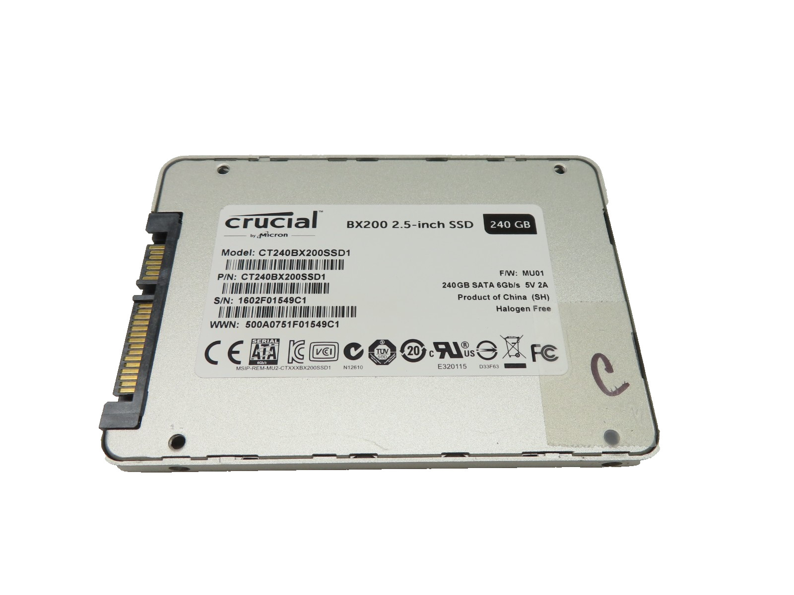 Crucial BX200 240GB 2.5" SATA SSD Solid State Drive CT240BX200SSD1