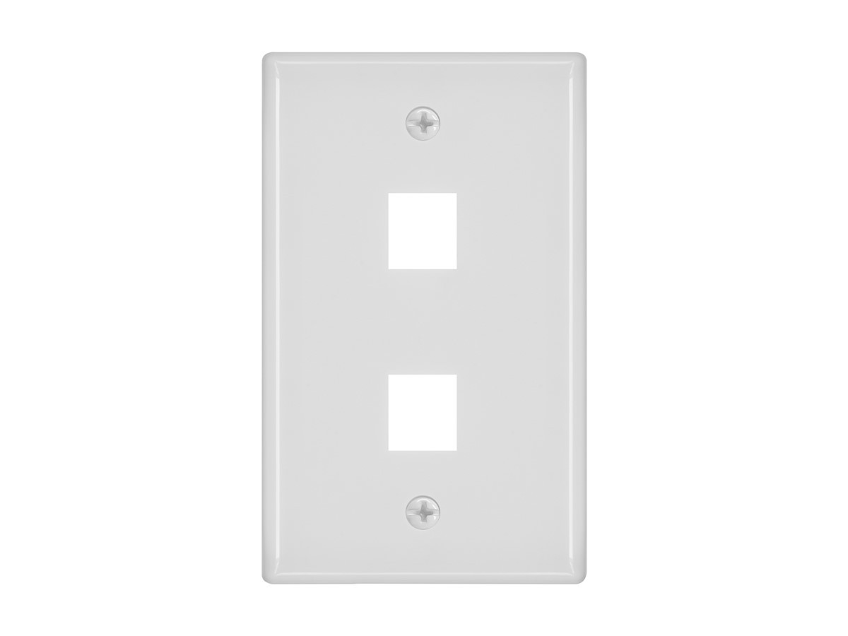 (12 PCS.) MONOPRICE P/N 6727. SINGLE GANG WALL PLATE, 2 HOLE, WHITE. NOS/NIB.