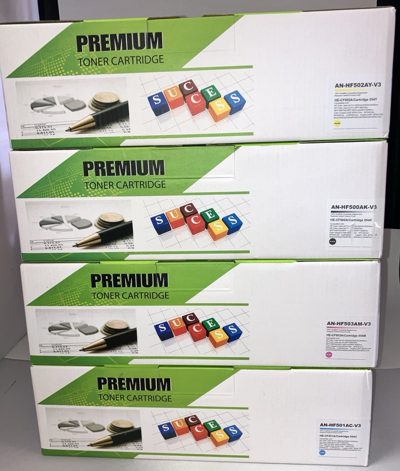 4 Premium Toner Cartridge HE-CF502 BLACK CYAN MAGENTA YELLOW NEW FAST SHIP
